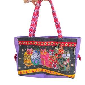 LAUREL BURCH cat oversize witchy tote
